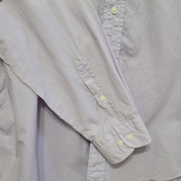 Lord & Taylor Men's Size 16.5 Purple White Checkered Dress Shirt - Picture 6 of 7